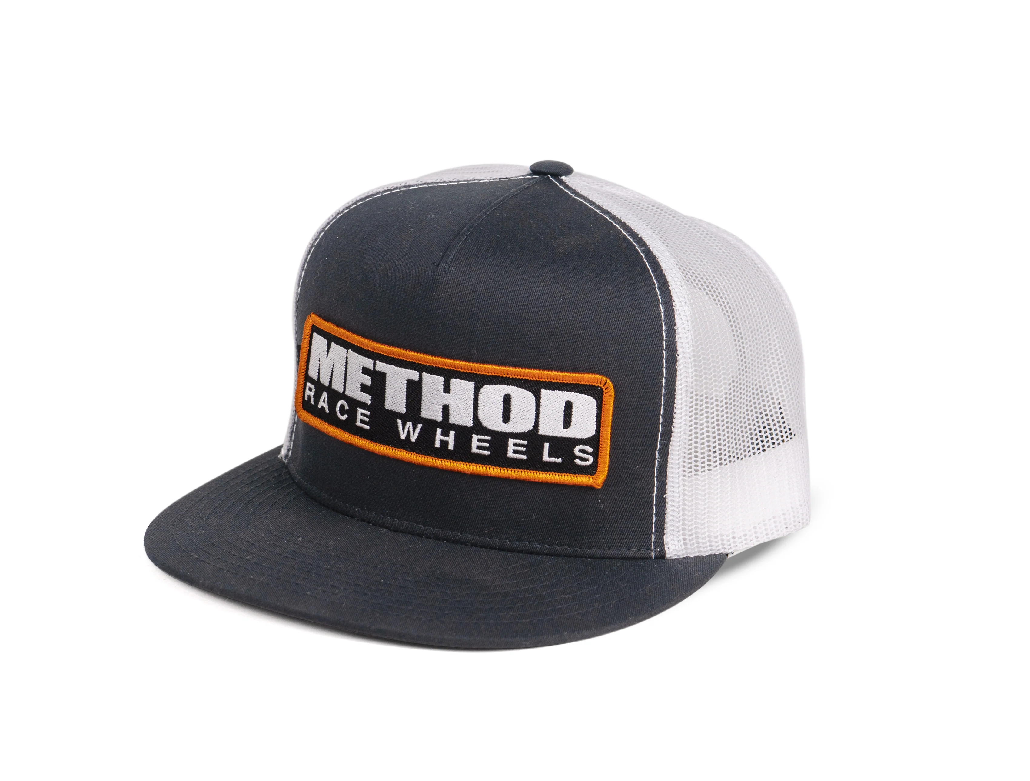 Method Logo Badge Flatbill Trucker Hat | Snapback | Black/White